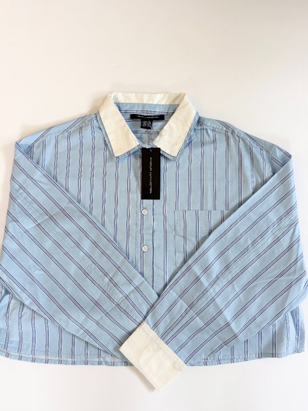 NWT French Connection Striped Double Collar Shirt